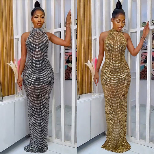 Hot Diamond Sexy Backless Dress