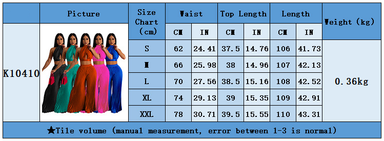Women's Halter Top Silk Pleated Wide-Leg Pants Two-piece Set