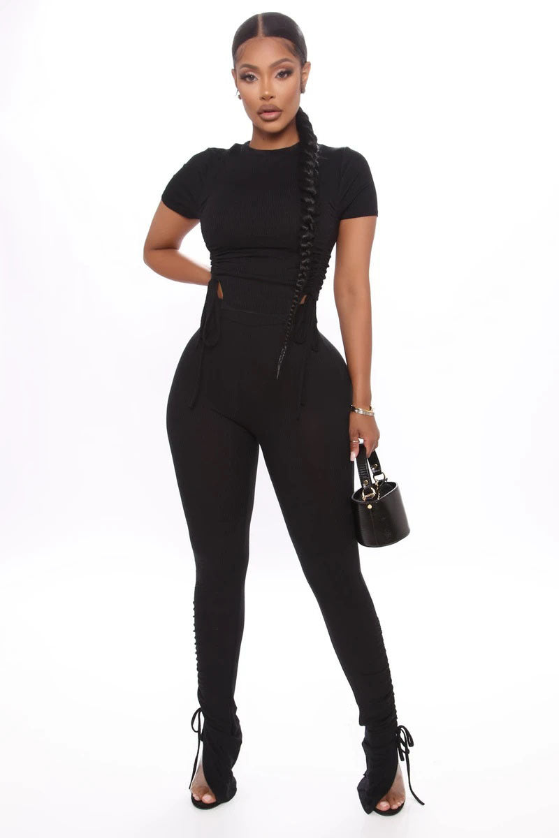 Crop Top And Pants Matching Two Piece Set
