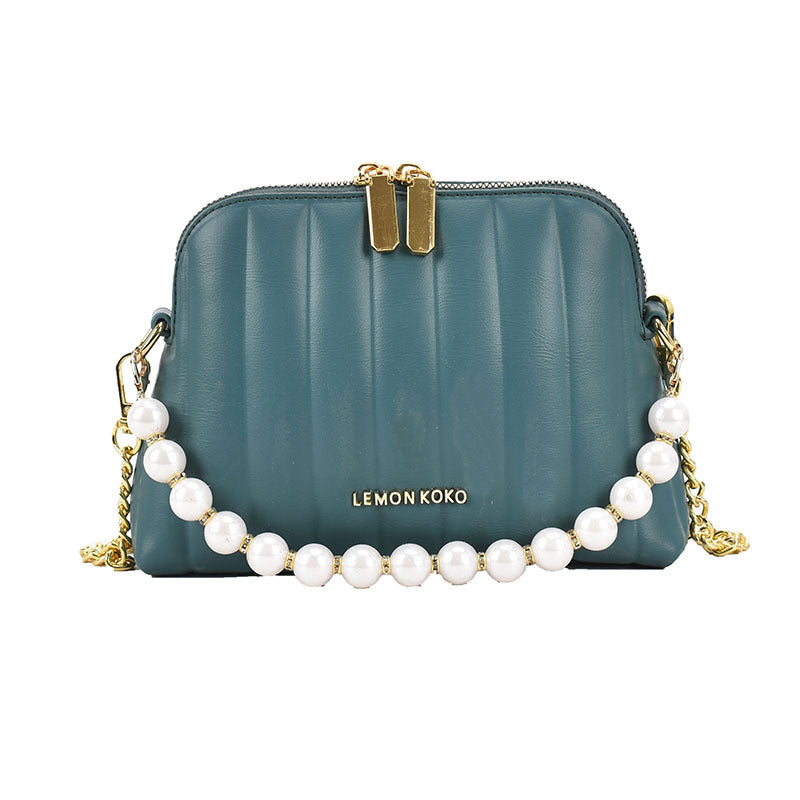 Beaded Chain Vertical Shell Bag