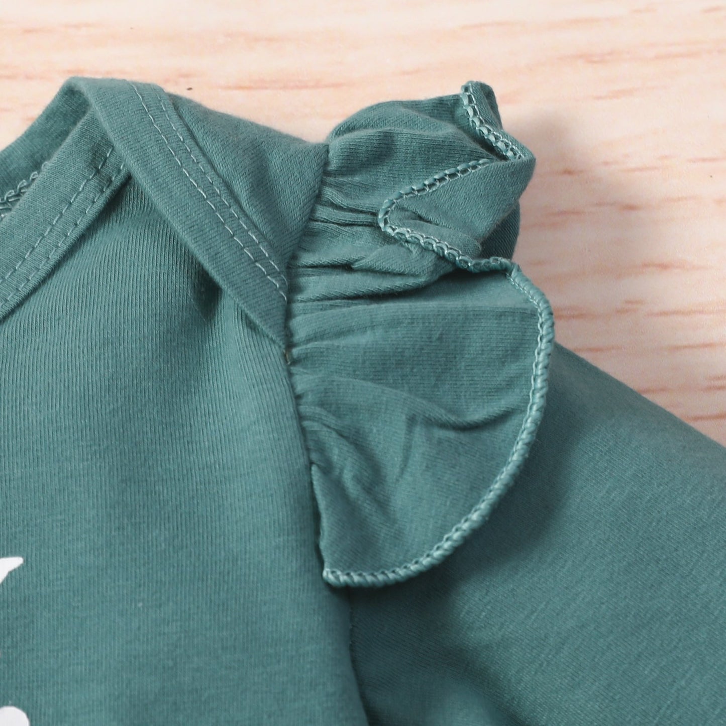 Girls Green Romper Long Sleeve Onesie Set