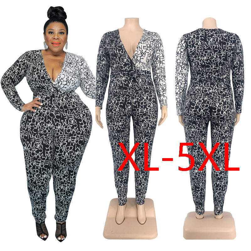 "I'm Uniquely Me" Women Plus Size V-Neck Jumpsuit