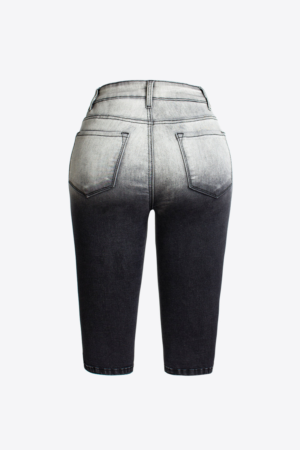 Gradient Distressed Denim Biker Shorts
