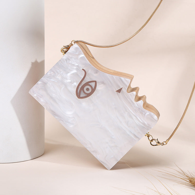 New Unique Design Wooden Acrylic White Face Purse