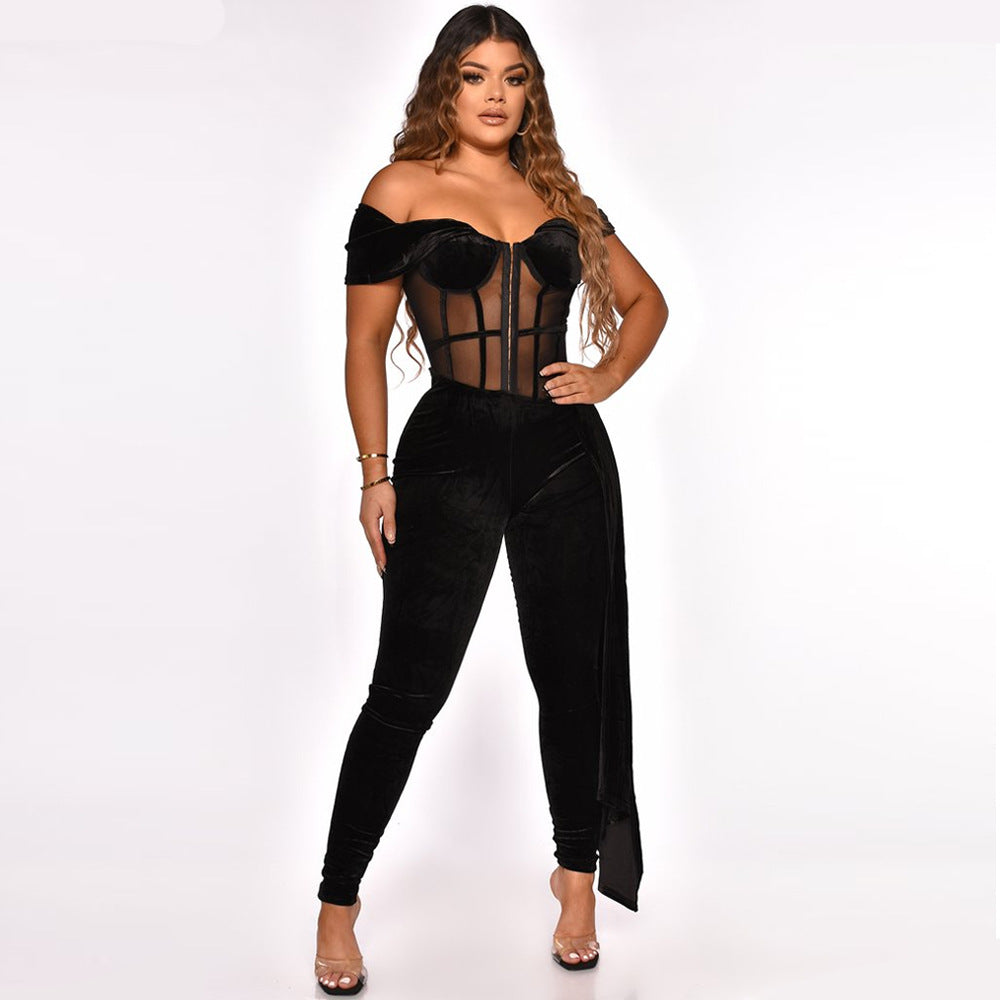 Velvet Slim Fit Jumpsuit