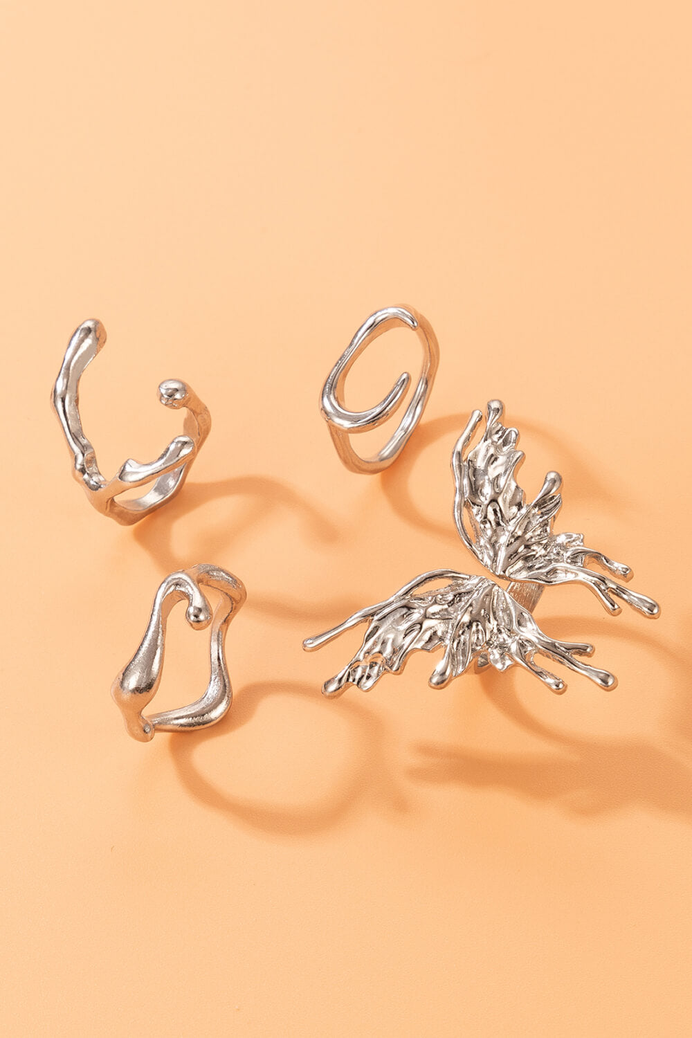 4-Piece Zinc Alloy Polished Ring Set