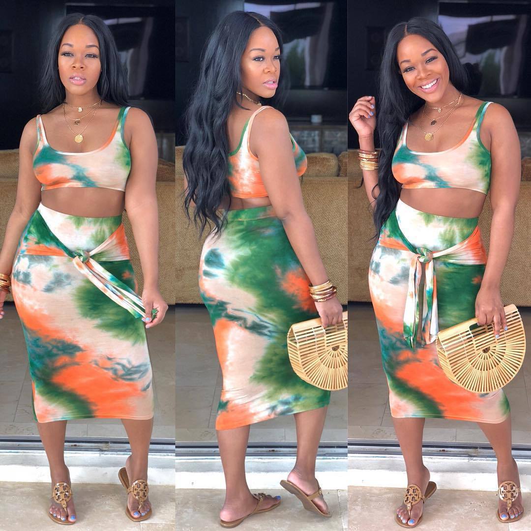 Tye Dye Two-piece Sexy Printed Midi Dress