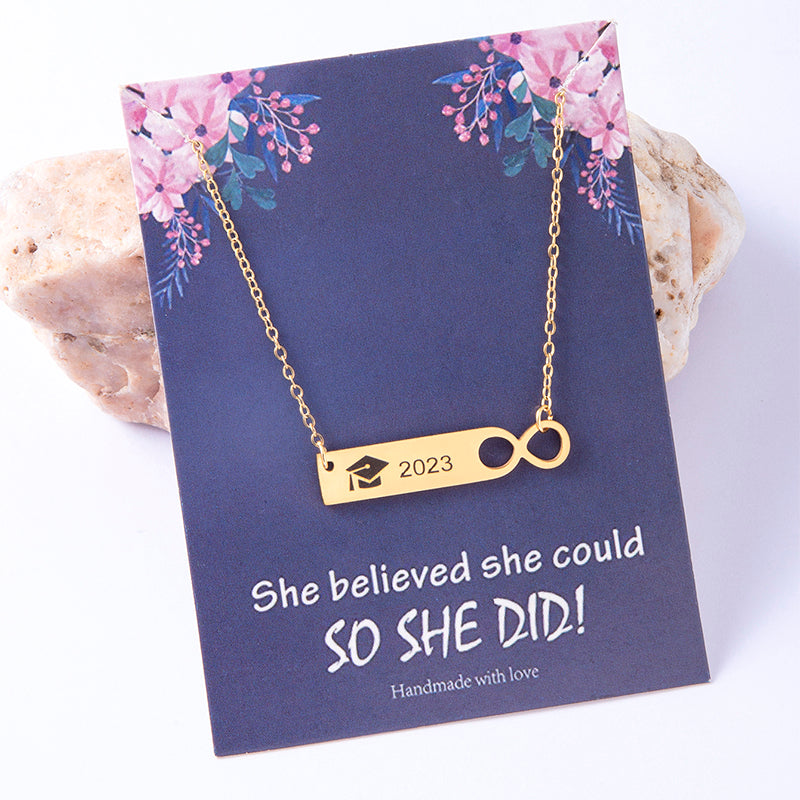 Class Of 2023 Necklace For Graduate Stainless Steel Infinity Symbol Graduation Necklace With Gift Card