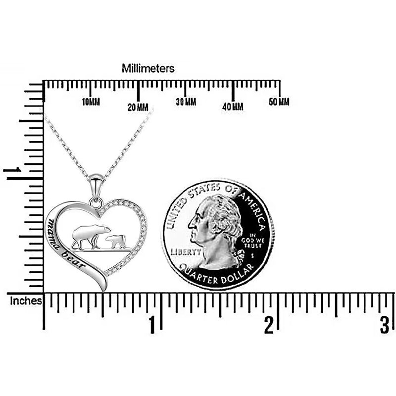 2023 New Fashion Mama Bear Crystal Heart Pendant Necklace