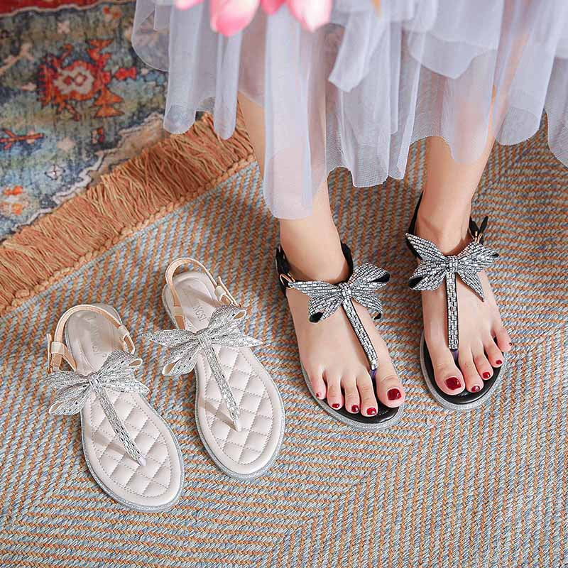 Women's Fashion Simple Bow Flat Sandals