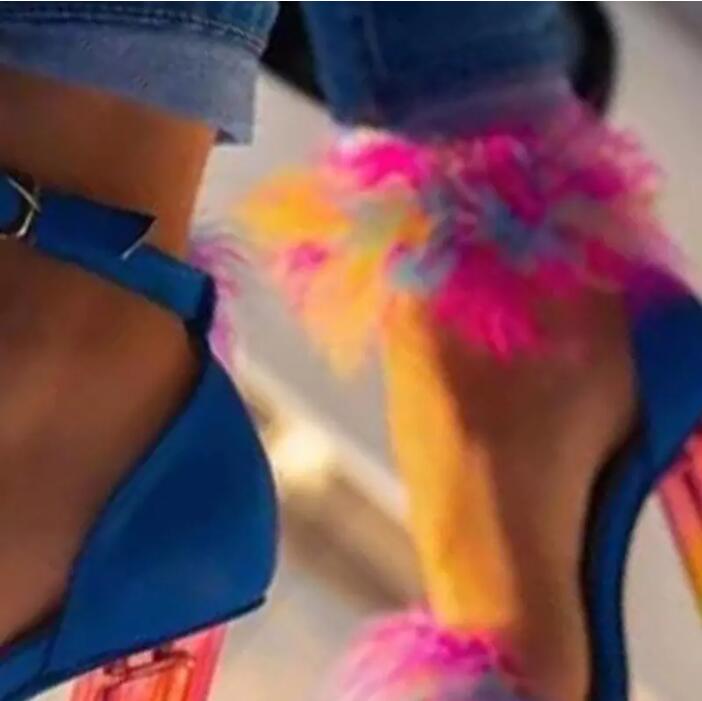 New Summer Fashion Rainbow Crystal Heels