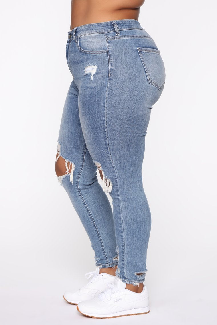 Stretch Ripped Women Plus Size Jeans