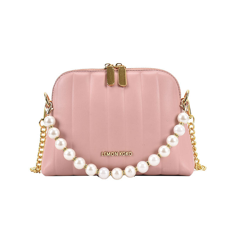 Beaded Chain Vertical Shell Bag