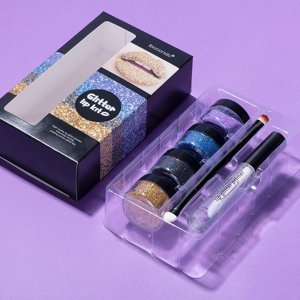 "Diamond" Glitter Waterproof Lip Gloss Long Lasting Kit With Lip Primer