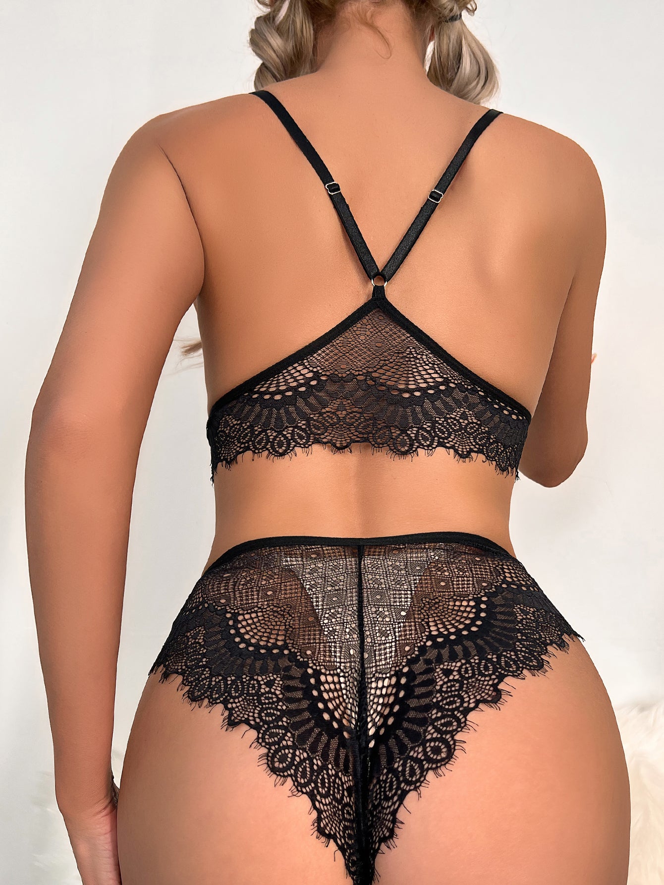 "Laced Up" Sexy Black Lace Lingerie Set