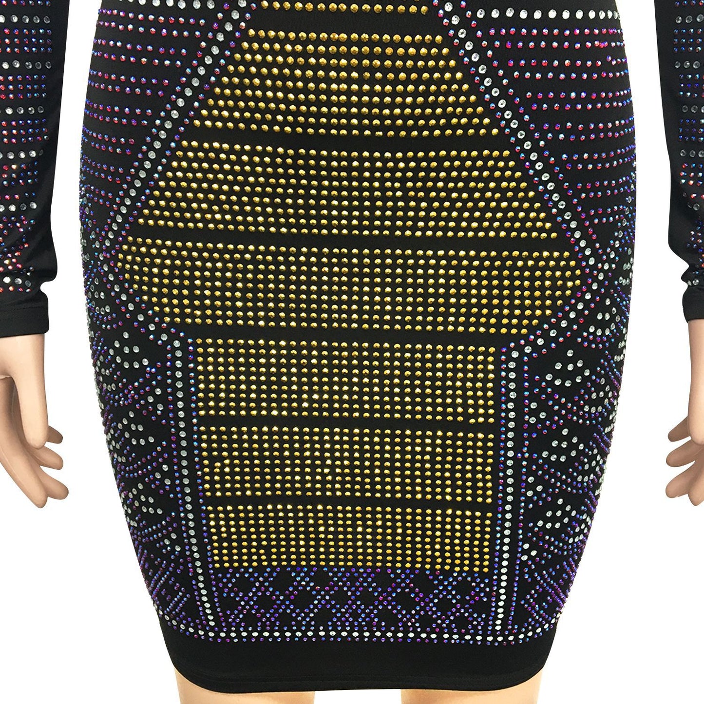 "Color Me Diamond" Long-sleeved Dress
